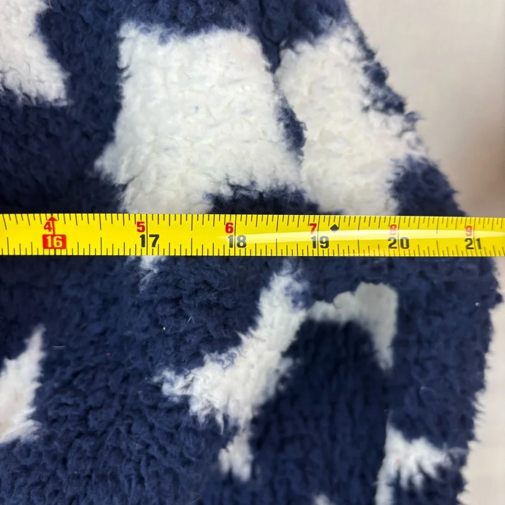 Handmade Cropped Fuzzy Navy Star 1 Button Jacket Elastic Waist and Cuffs - Picture 9 of 11
